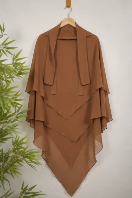 Coffee three layer ready hijab