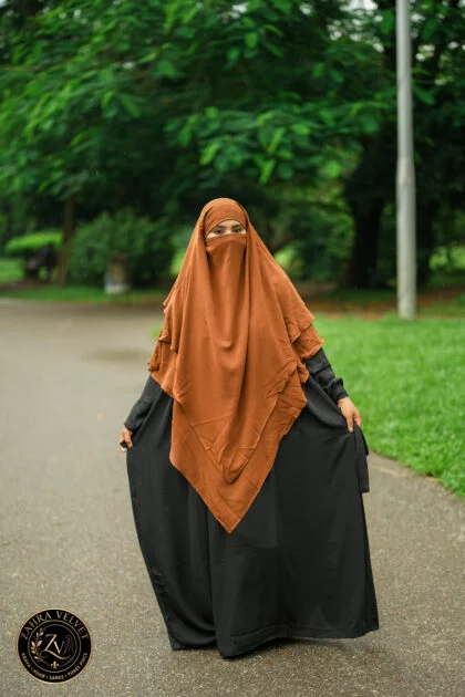 Black Abaya & Coffee Hijab Combo
